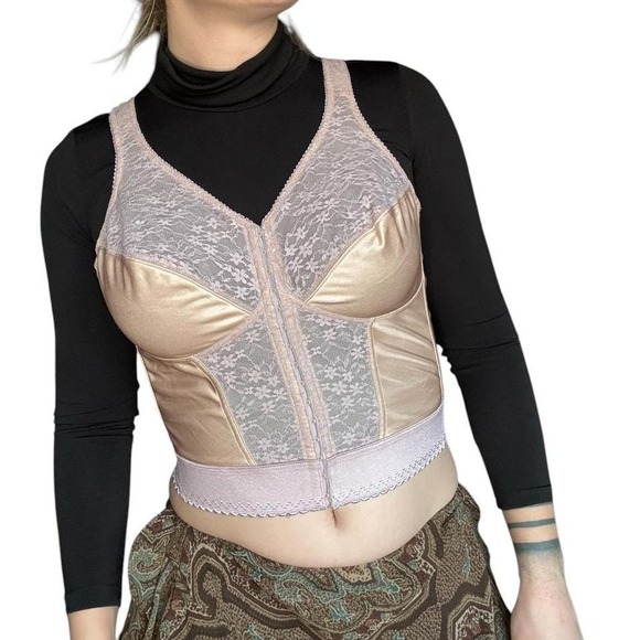 Vintage light pink lace tanktop-bra retro lingerie coquette cottage core vibes - Picture 4 of 7